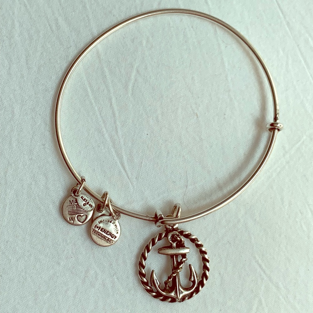 Silver Alex and Ani anchor bracelet